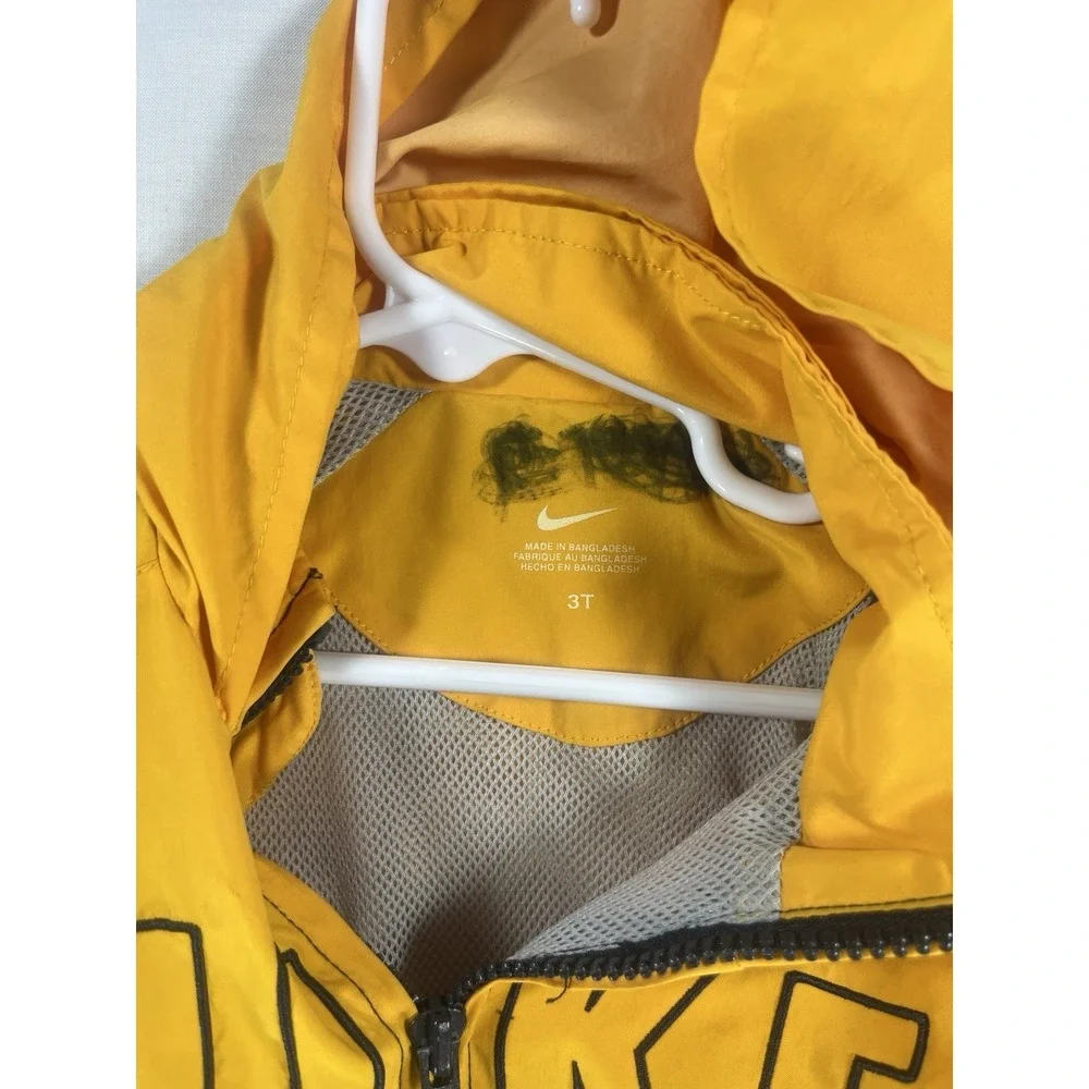 Nike Kids Windbreaker Jacket Size 3T Yellow Blue Hooded Full Zip Retro